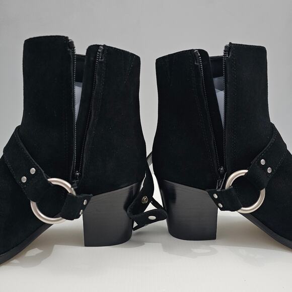 NEW Paige Edie Ankle Bootie Womens 8.5 Black Suede Harness Western Block Heel - Picture 4 of 15